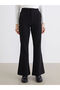 Black Elastic Waist Flared Women's Trousers - 2