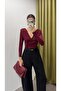 Pre-Tied Burgundy Blouse