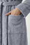 100% Cotton Unisex Bathrobe with Shawl Collar and Pockets, Large Size 3XL 4XL, Gray Men's and Women's Bathrobe - 6