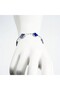 Steel Bracelet with Floral Pattern Large Dark Blue Stone Length 18 cm Silver - 4