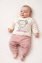 Baby Kids 2-Piece Set Cool Bear Printed Ecru Ribbed Sweatshirt + Gray Ribbed Pants Set 100% Cotton - 6