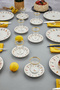 Colorful Floral Gold Decorated 18-Piece Cake Serving and Tea Set - 2
