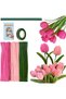 75 Pieces 3-Pack Chenille Crafting Kit, Pink(25) Dusty Rose(25) and Khaki Green(25) Floral Wire and Floral Tape