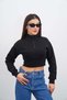 Women's Black Zippered Crop Sweatshirt