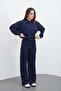 Women's Navy Blue 3-Piece Tracksuit Set Zippered Sweatshirt Shorts Pants - 6