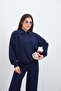 Women's Navy Blue 3-Piece Tracksuit Set Zippered Sweatshirt Shorts Pants - 4
