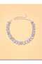 Oval Rhinestone Necklace for Women Elegant European Style Water Drop Pendant Clavicle Chain - 5