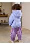 Purple Striped Floral Hooded Sweatshirt and Loose-Leg Sweatpants Set - 3