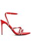 Women Rhinestone Embellished Stiletto Sandals in Red - 2