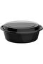 150 Pack Compartment Round Black Base with Lids Food Storage Container - 5