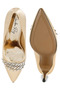 Women Diamante Brooch Detail Satin Pumps in Gold - 5