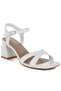Women Square Toe Block Heel Sandals in White