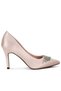 Women Diamante Brooch Detail Satin Pumps in Blush - 2