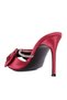Women Rhinestone Bow Embellished Stiletto Sandals in Burgundy - 3