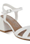 Women Square Toe Block Heel Sandals in White - 4