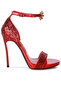 Women Straight Fire High Heel Glitter Stilettos in Red - 2