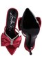 Women Rhinestone Bow Embellished Stiletto Sandals in Burgundy - 5