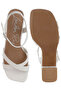 Women Square Toe Block Heel Sandals in White - 5