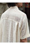 Men Lace Insert Textured Shirt - 2
