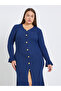 Plus Size Ribbed Knit Button Detail Midi Dress - 2