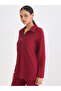 Women Deep Red Waffle Knit High Neck Top - 3