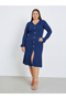 Plus Size Ribbed Knit Button Detail Midi Dress - 3