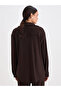 Women Coffee Brown Waffle Knit Button Down Shirt - 2