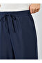 Women Navy Blue Elastic Waist Pants - 3