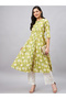 Women Yellow Floral A-Line Front Slit Kurta - 2