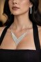 Silver Color Stone Detailed Evening Dress/Wedding Set - 2