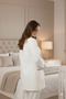 Women's Ecru Piped Quilted Jacquard Winter Cotton Maternity Nightgown-Dressing Gown Set of 2 - 8