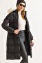 Hooded Long Pocket Hat Zippered Puffer Coat Red - 2