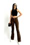 Luna Tall Flare Brown Spanish Jean Denim Trousers Wide Leg - 5