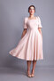 Cream Balloon Sleeve Square Neck Midi Dress - 6