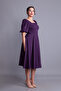 Plum Balloon Sleeve Square Neck Midi Dress - 3