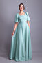 Mint Green Balloon Sleeve Square Neck Maxi Dress - 4
