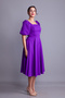 Purple Balloon Sleeve Square Neck Midi Dress - 4