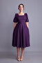 Plum Balloon Sleeve Square Neck Midi Dress