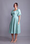 Mint Green Balloon Sleeve Square Neck Midi Dress - 2