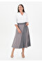 Kloş Plaid Appliqué Midi Skirt