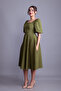 Khaki Balloon Sleeve Square Neck Midi Dress - 2