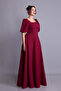 Burgundy Balloon Sleeve Square Neck Maxi Dress - 3