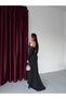 Black Stone Embroidered Sleeve Detailed Strap Evening Dress - 5