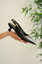 Jswk111 Black Hazelnut Skin Women's 4 cm Heel Shoes - 5
