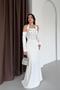 White Stone Embroidered Sleeve Detailed Strap Evening Dress
