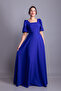 Sax Blue Balloon Sleeve Square Neck Maxi Length Dress - 4