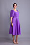 Lilac Balloon Sleeve Square Neck Midi Dress - 3