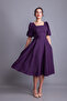 Plum Balloon Sleeve Square Neck Midi Dress - 5