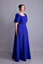 Sax Blue Balloon Sleeve Square Neck Maxi Length Dress - 3