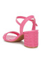 Women Raffia Pin Buckle Block Heels in Fuchsia - 3